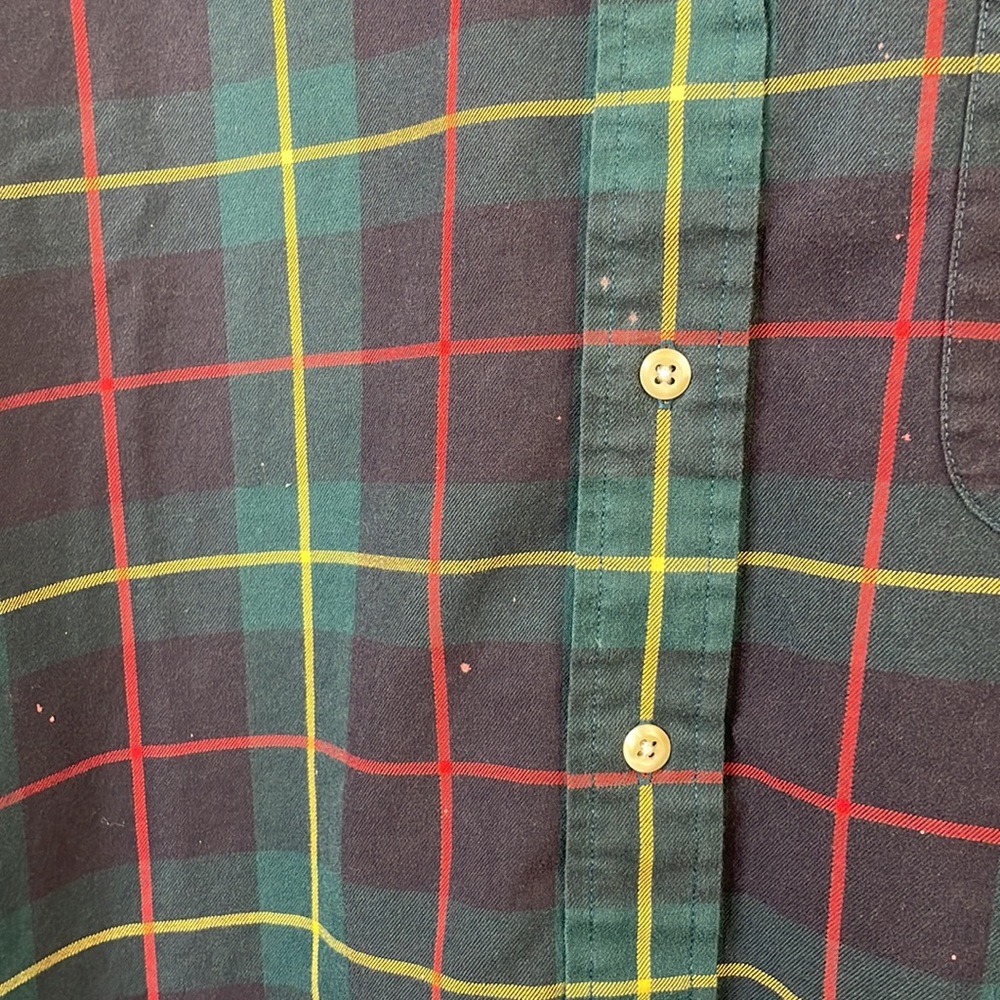 Tommy Hilfiger dark blue/green plaid w red/yellow long sleeve work shirt - Picture 8 of 10